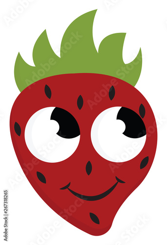 Emoji of the red strawberry, vector or color illustration