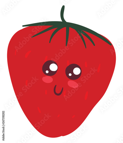 Emoji of the smiling red strawberry, vector or color illustration