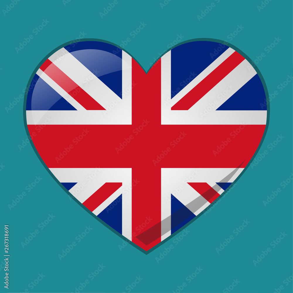 Obraz premium heart with united kingdom flag vector symbol illustration