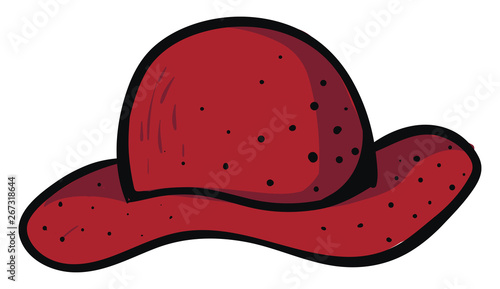 Painting of a lady's red summer hat, vector or color illustration