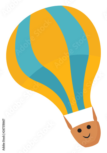 Emoji of a yellow hot air balloon, vector or color illustration