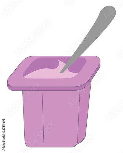 Clipart of a purple cup of purple flavored yogurt, vector or color illustration