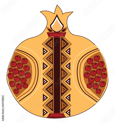 Armenian pomegranate, vector or color illustration.