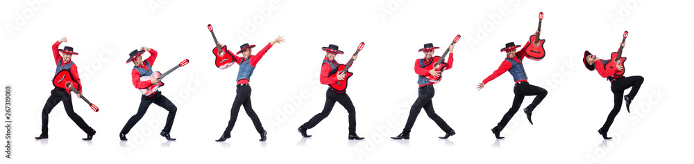 Guitar player isolated on the white Guitar player isolated on the white