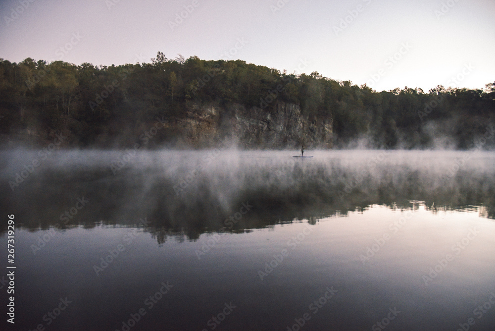 Fototapeta premium Paddle Boarding at Fort Dickerson Quarry in Knoxville Tennessee