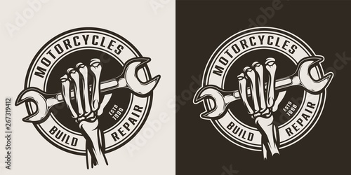Vintage motorcycle repair service round logo
