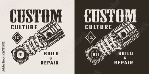 Vintage motorcycle repair service logotype