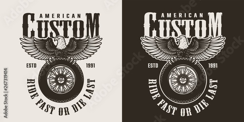 Vintage custom motorcycle shop badge