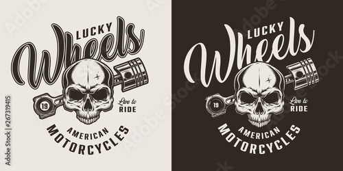 Monochrome custom motorcycle shop badge