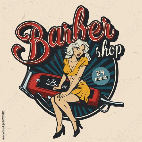 Vintage barbershop colorful emblem