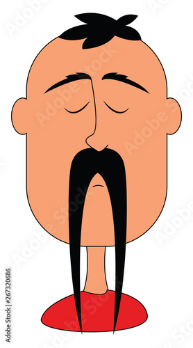 Long mustache, vector or color illustration.