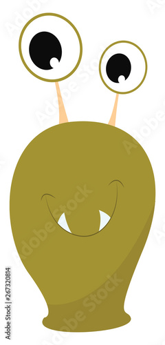 Monster with 2 eyes, vector or color illustration.