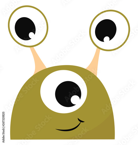 Monster with 3 eyes, vector or color illustration.