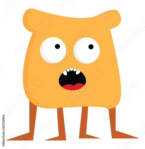 Monster with 4 legs, vector or color illustration.