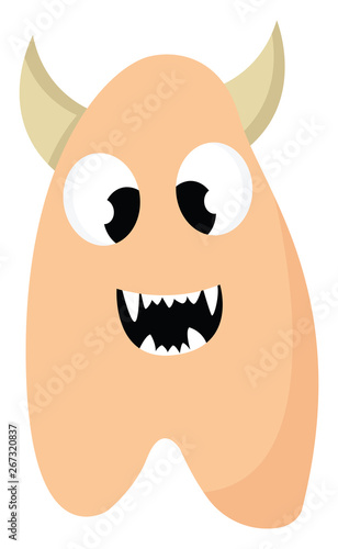Monster with horns, vector or color illustration.