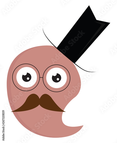 Monster with hat, vector or color illustration.