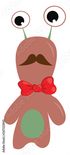 Monster with mustache, vector or color illustration.