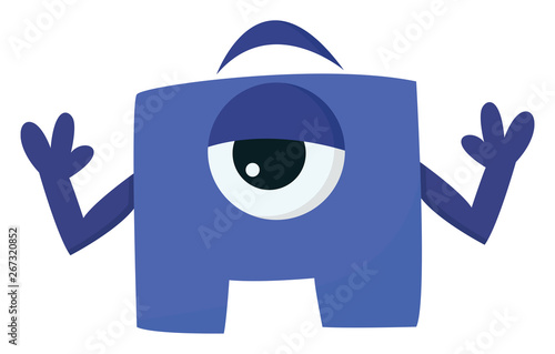 Monster without mouth, vector or color illustration.