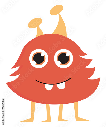 Monster with smile, vector or color illustration.