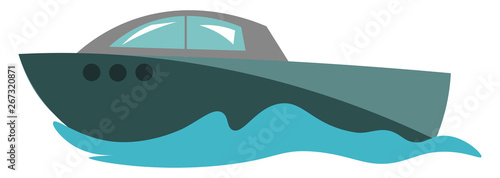 Motorboat, vector or color illustration.