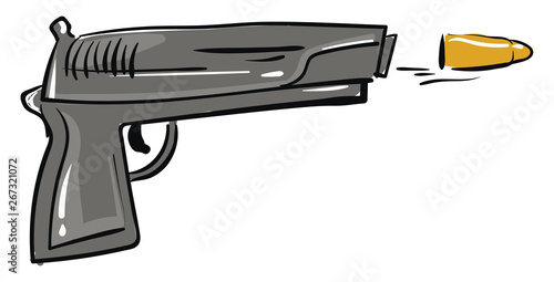 Pistol bullet, vector or color illustration.