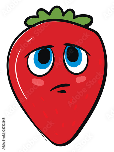 Sad 2 strawberry, vector or color illustration.