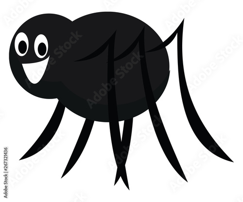 A funny black cartoon spider, vector or color illustration.