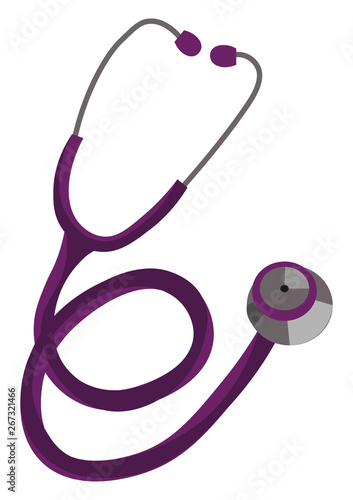 Heartbeat clipart doctor checkup/Violet-colored stethoscope/Health medical kit/Medicine clipart, vector or color illustration.
