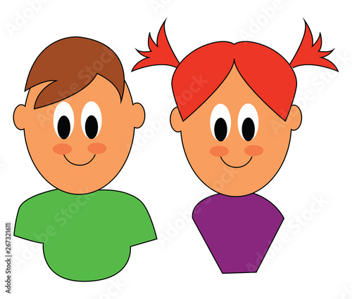 Clipart Of Cute Little Boy Girl Twins Fraternal Twin Of Different Genders Or Sexes Vector Or Color Illustration Stock Vector Adobe Stock