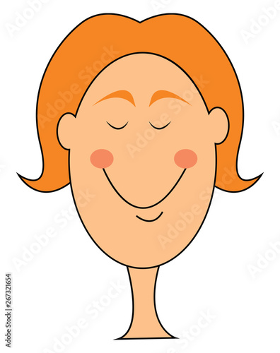 Cartoon picture of the face of a smiling woman, vector or color illustration.
