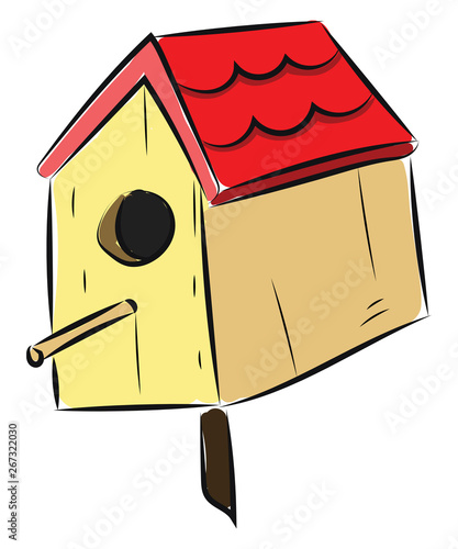Image of bird house, vector or color illustration.
