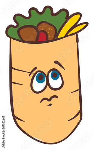 Image of dejected shawarma, vector or color illustration.
