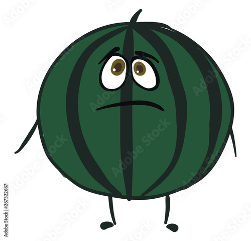 Image of dejected watermelon, vector or color illustration.