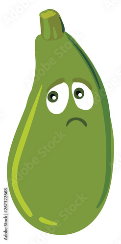 Image of dejected zucchini, vector or color illustration.