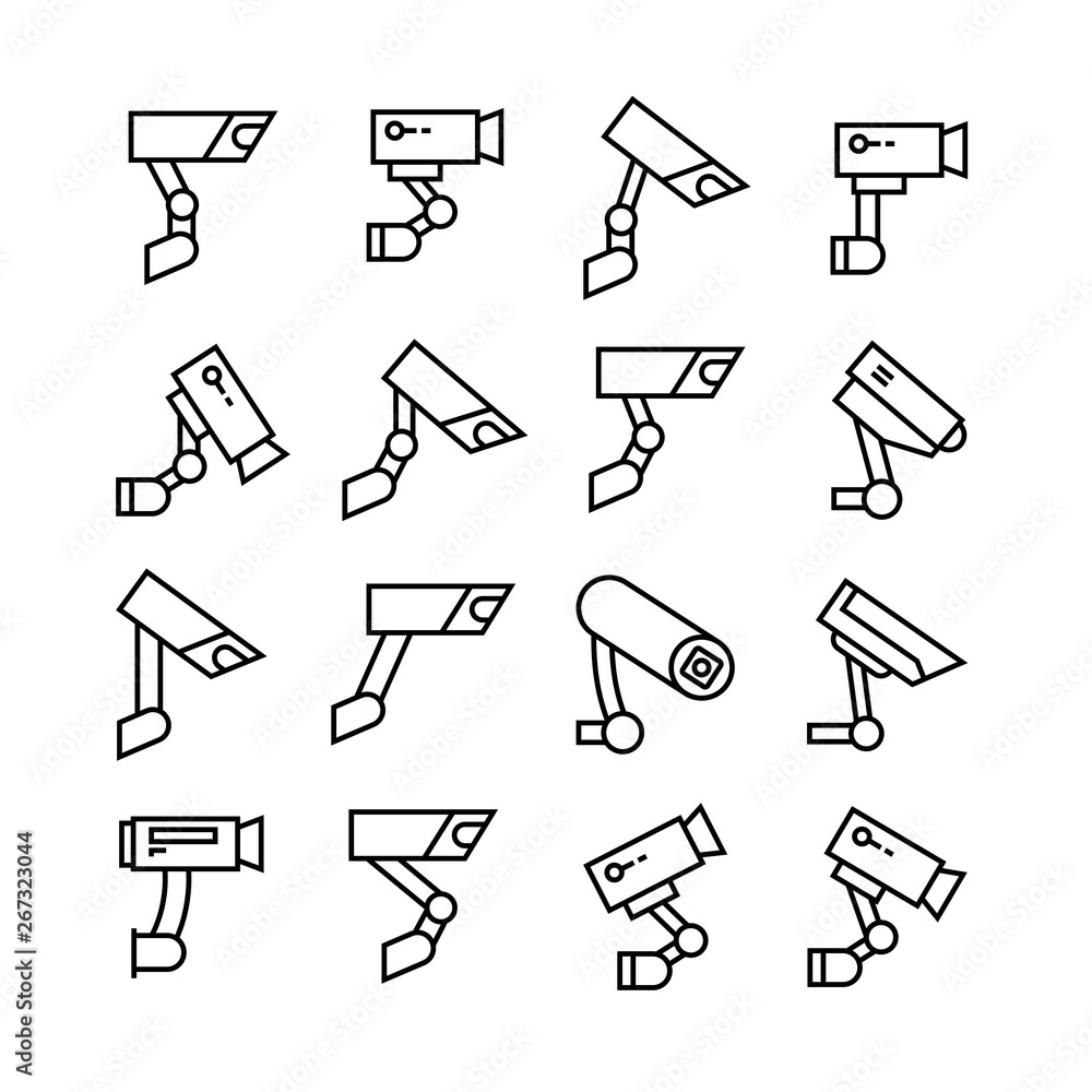 CCTV icons set, line theme CCTV icons set, line theme