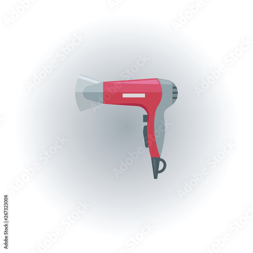 Electric hair drier, vector or color illustration.