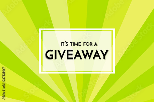 Time for a giveaway - banner template. Giveaway phrase on green, yellow and white background.