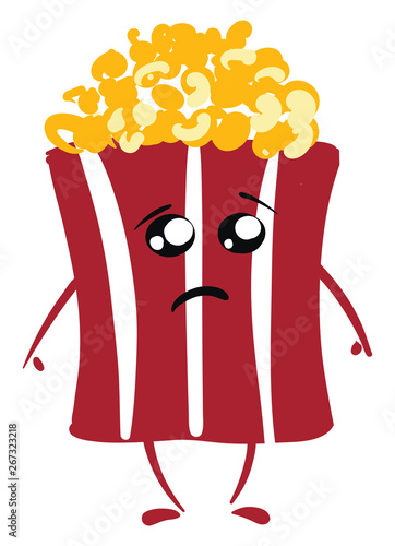 An inconsolable red pop corn packet, vector or color illustration.
