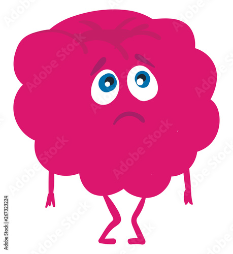 An inconsolable raspberry, vector or color illustration.