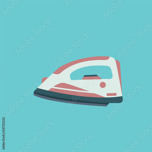 A red and white iron, vector or color illustration.