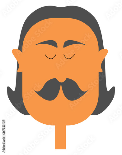 A man with thick drooping moustache, vector or color illustration.