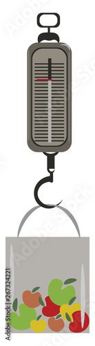 Spring scale, vector or color illustration.