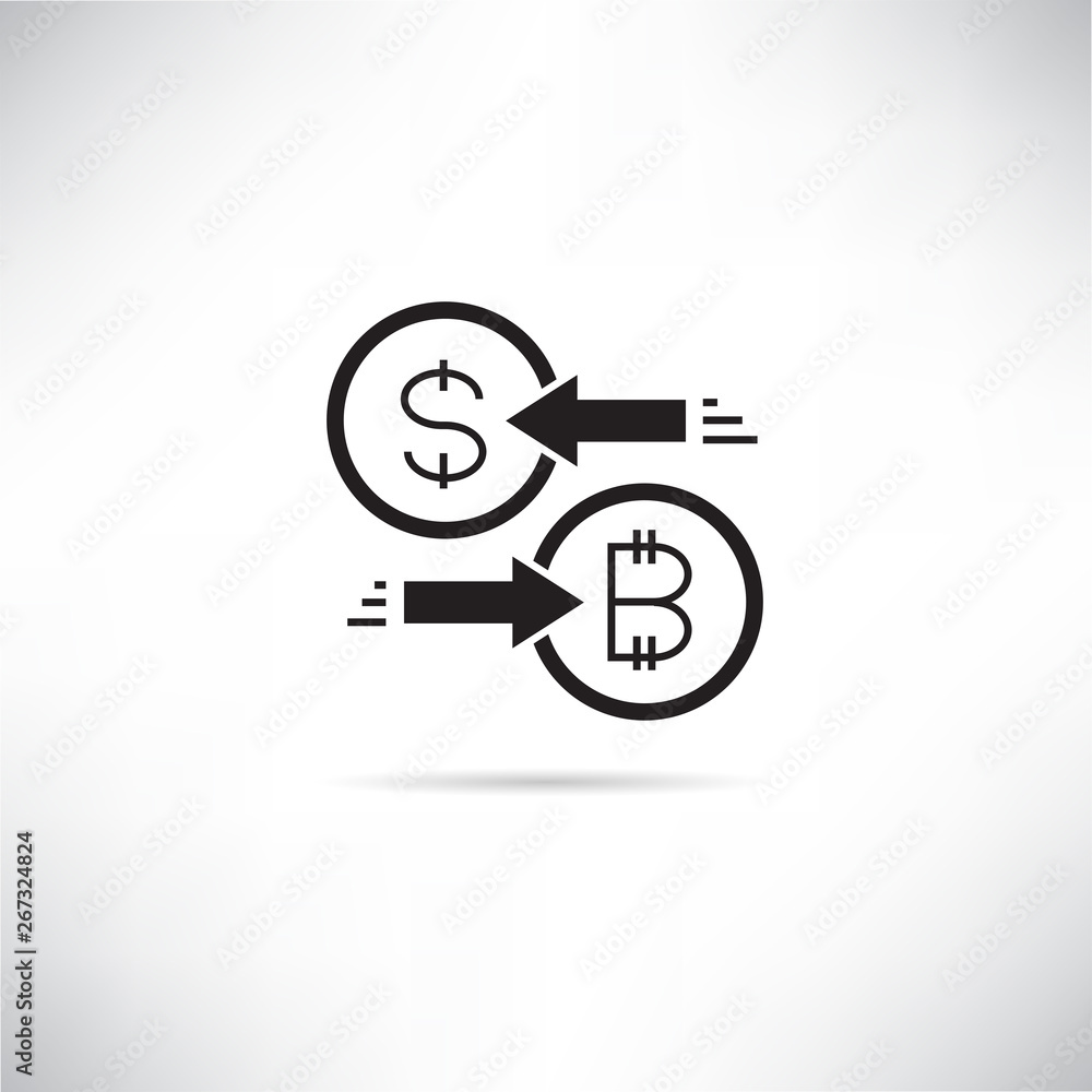 bitcoin and dollar exchange icon bitcoin and dollar exchange icon