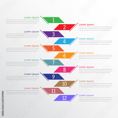 Vector infographic templates used for detailed reports. All 12 topics.
