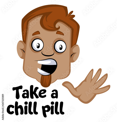 Human emoji with a take a chill pill expression, illustration, vector on white background.