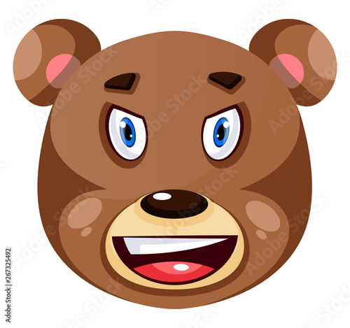 Bear is feeling irritated, illustration, vector on white background.