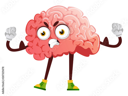 Brain is angry, illustration, vector on white background.