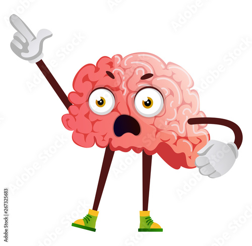 Brain is giving orders, illustration, vector on white background.