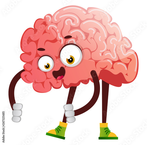 Brain is picking up something, illustration, vector on white background.