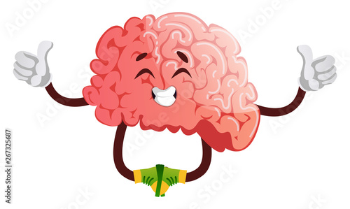 Brain is meditating, illustration, vector on white background.